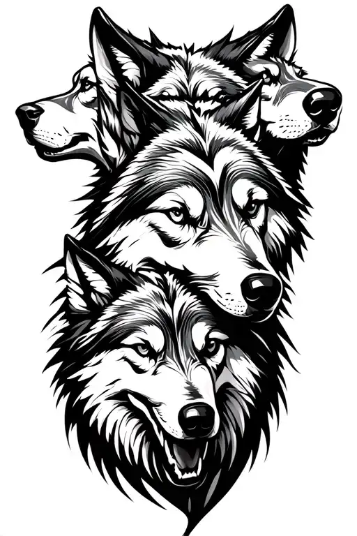 wolf pack running tattoo design idea