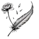 a carnation petal floating down a stream, a feather falling in the air tattoo design idea