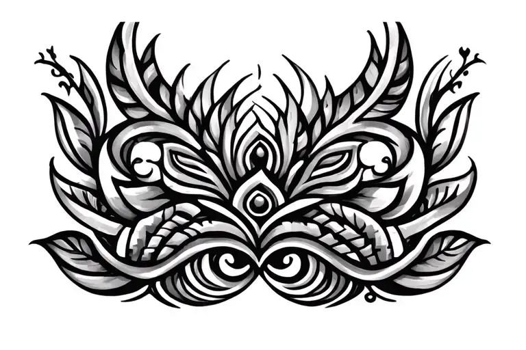 Fine and delicate female Polynesian tattoo, vertical along the spine, representing the family line tattoo design idea