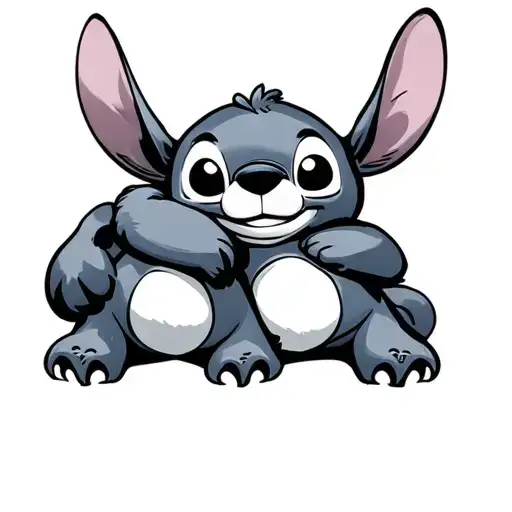 stitch hugging a care bear tattoo design idea