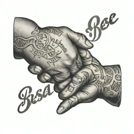 handshake with besa bese text tattoo design idea