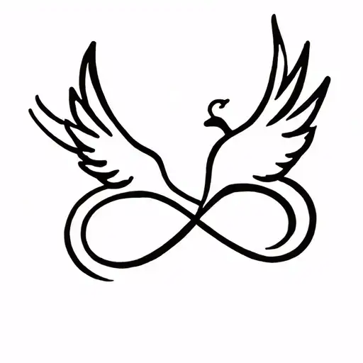an infinity symbol with a dove minimalist tattoo design idea