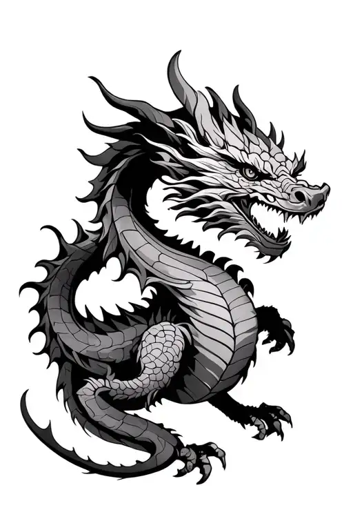 Wood Dragon tattoo design idea