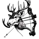 whitetail deer skull with a compound bow tattoo design idea