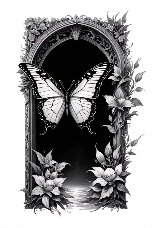butterfly ascending into heaven gates tattoo design idea