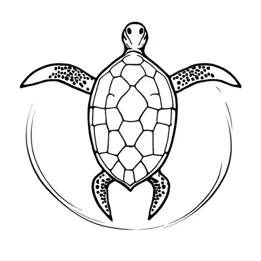 eating disorder awareness symbol turtle and ocean scene tattoo design idea