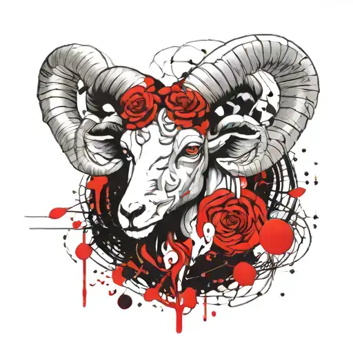 Aries ram morphed together symbolizing strength tattoo design idea