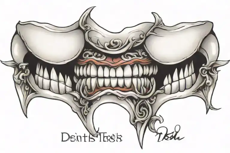 dentist teeth P tattoo design idea