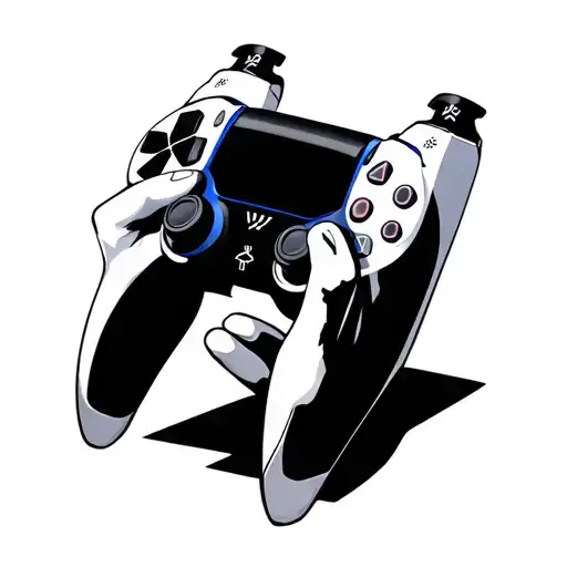 Halcón holding a PS5 Controller Instead tattoo design idea
