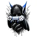 Halcón holding a PS5 Controller Instead tattoo design idea