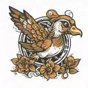 brown silly goose tattoo design idea