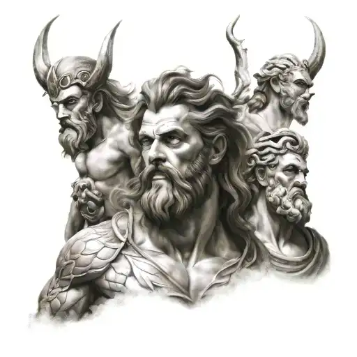 poseidon, Ades y Zeus tattoo design idea
