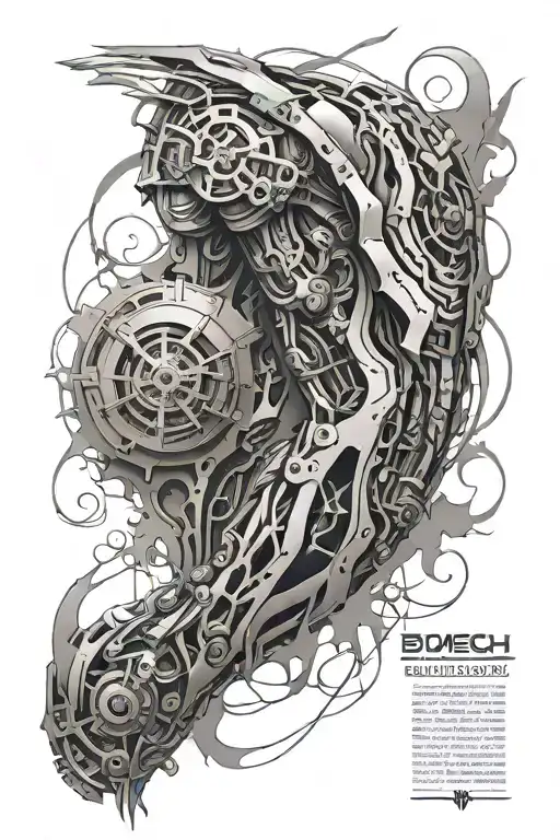 biomech leg sleeve tattoo design idea