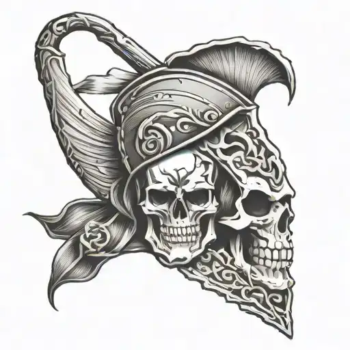 spartan family gambling memento mori tattoo design idea