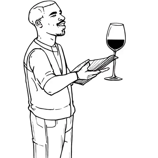 frank ocean happily holding a diary and wine glass  tattoo design idea