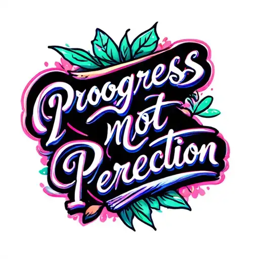 progress not perfection in cursive writing tattoo design idea