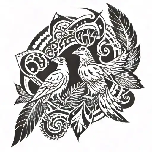 White tailed deer and eagle and feather  tattoo design idea