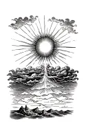 the sun breaking through dark clouds and a storm  tattoo design idea