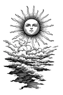 the sun breaking through dark clouds and a storm  tattoo design idea