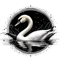 swan with dots around it and lines tattoo design idea