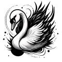 swan with dots around it and lines tattoo design idea
