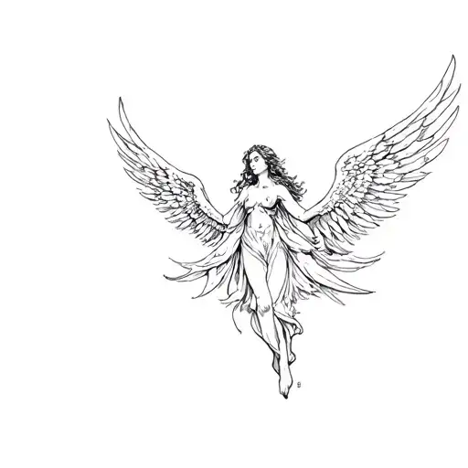 seraphim angels flying tattoo design idea
