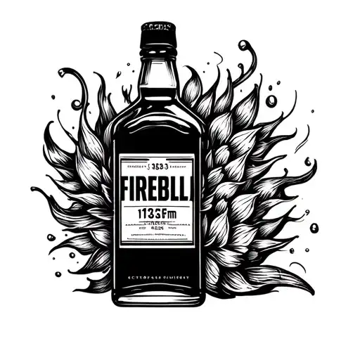 Simple design of Fireball Cinnamon Whiskey bottle showing the time 13:25pm including 555 tattoo design idea