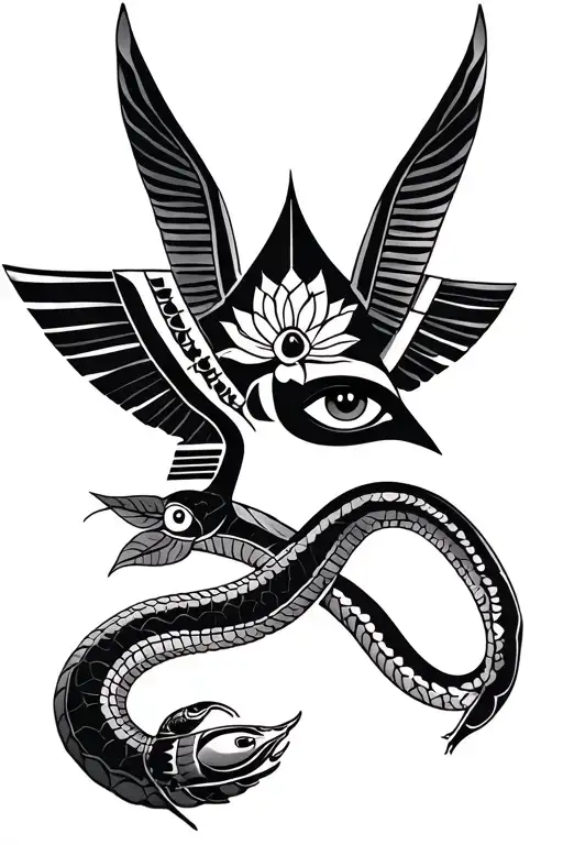 Egyptian themed sleeve. Anubis and Horus. eye of ra. cleopatra. cobra. lotus flower. scarab beatle. hieroglyphics.  tattoo design idea