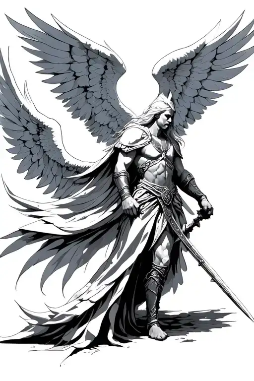 Warrior Archangel tattoo design idea