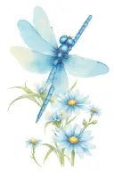 large blue dragonfly with daisies 1211 tattoo design idea