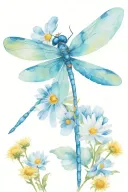 large blue dragonfly with daisies 1211 tattoo design idea