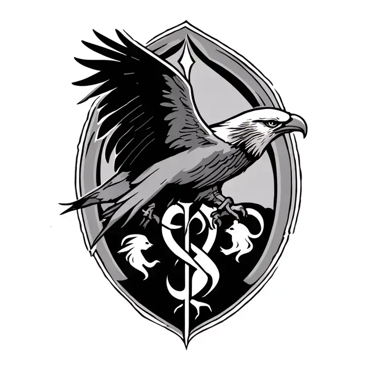 red kite flying with Viking symbol for family tattoo design idea