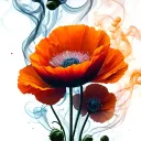 Poppy flowers in smoke tattoo design idea