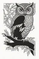 owl perched on a branch tattoo design idea