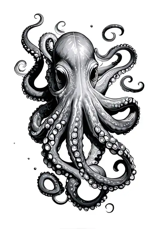 underwater octopus wrapped on an actor with 2 deep sea divers tattoo design idea