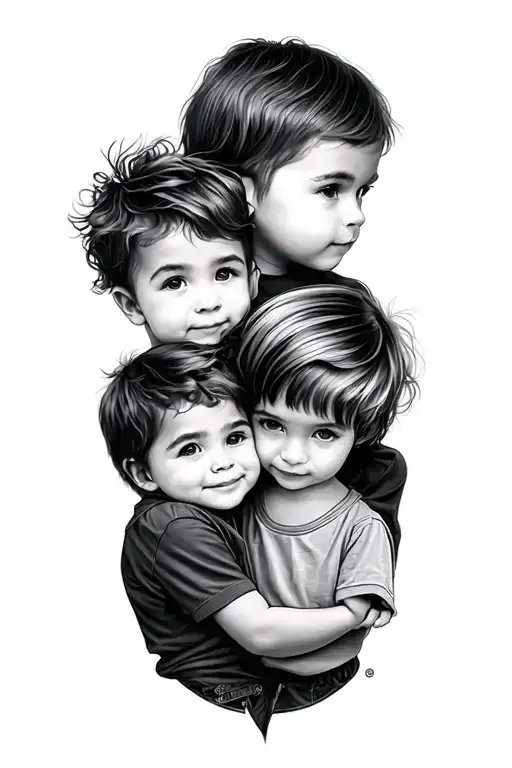 3 kids names tattoo design idea