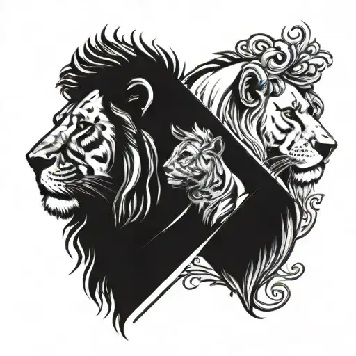 lion love dad daughter tattoo design idea
