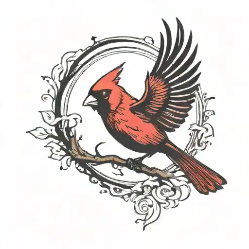 cardinal flying silhouette tattoo design idea