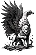 phoenix rising from the ashes holding a lion  tattoo design idea