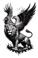 phoenix rising from the ashes holding a lion  tattoo design idea