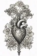 victorian scroll locked heart sleeve to neck and chest  tattoo design idea