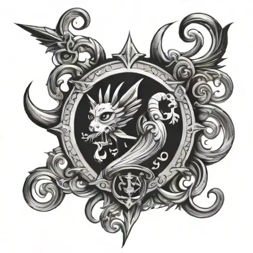medieval art style tattoo design idea