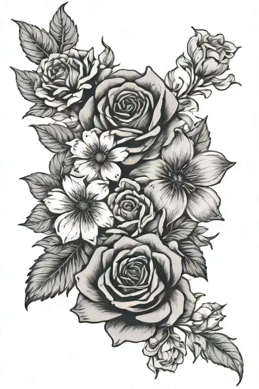 anatomy family floral tattoo design idea