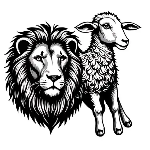 ambigram line tattoo of lion and lamb. One direction is lions face, the other way it is a lamb maybe in the lions mane tattoo design idea