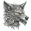 Evil wolf head tattoo design idea