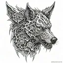 Evil wolf head tattoo design idea
