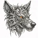 Evil wolf head tattoo design idea