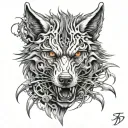 Evil wolf head tattoo design idea