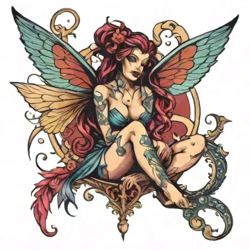 evil fantasy fairy tattoo inspired tattoo design idea