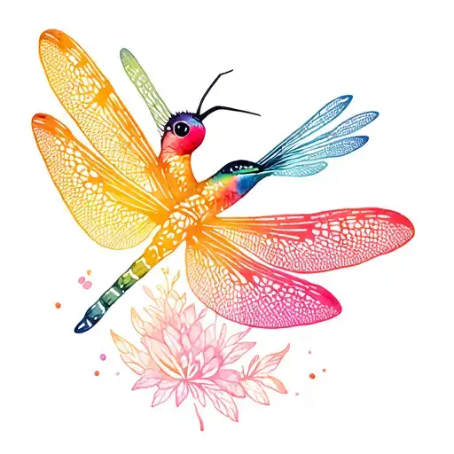 dragonfly, humming bird, crochet pattern inspired tattoo design idea